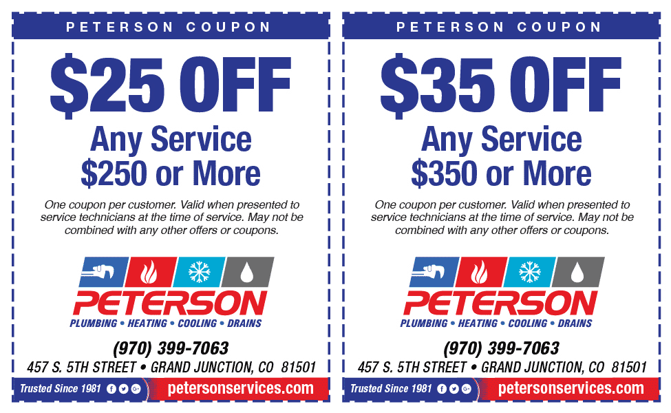 Specials Peterson Plumbing, Heating, Cooling & Drains
